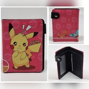 Pokemon Anime Kawaii Pikachu Squirtle Charmander Pokeball Wallet Unisex 4x4.5